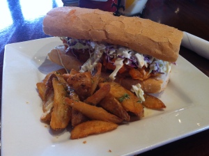 Shrimp Po' Boy (doesn't have to always be a beef burger) at New Orleans Hamburger & Seafood after the RNR NOLA Marathon